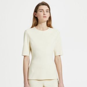 Theory fitted short sleeve ponte shell top